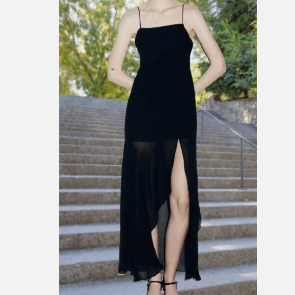 Zara ZW COLLECTION LONG CONTRAST DRESS - Picture 5 of 8